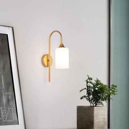 Rynx | GlintArc Wall Lamp | Minimalist Cylinder Glass Design | Flexible Arm | 1-Light Wall Light for Stylish Spaces