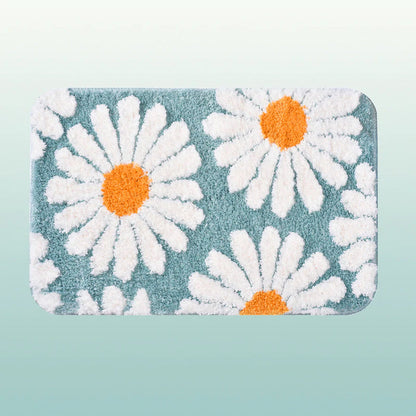 Rynx | Sweet Daisy Bath Mat, Yellow Flower Design Bathroom Rug, 16"x24"