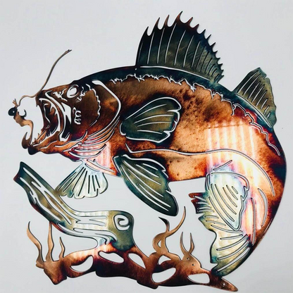 Rynx | Solo Mallard Hunting & Trout Fishing Scene Creative Metal Wall Art Craft