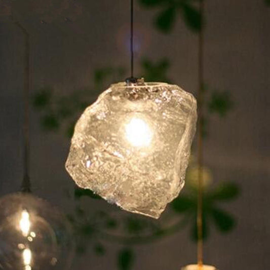 Rynx | IceLume Nordic Pendant Light | Creative Ice Cube Glass Design | 1-bulb Hanging Light | Modern Elegance