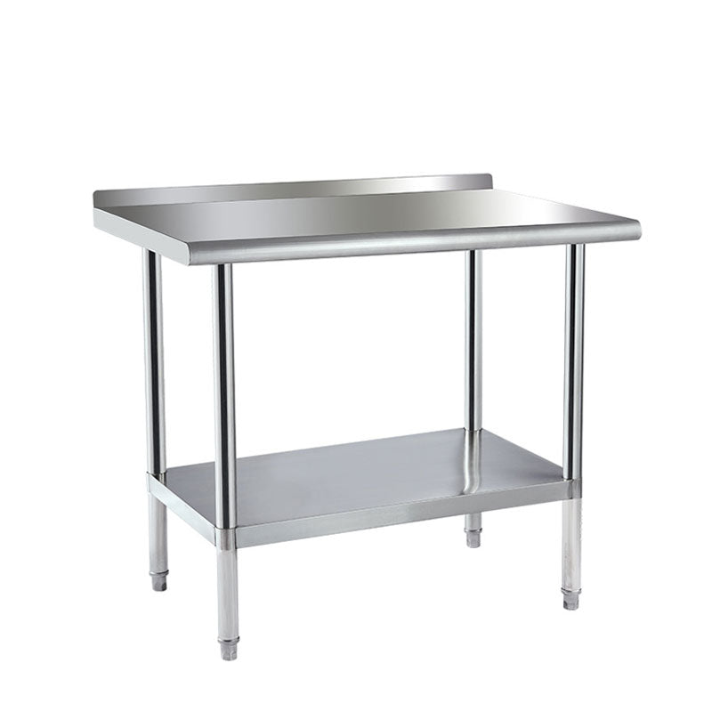 Rynx | Stainless Steel Preparation Counter, Double Kitchen Countertop, Catering Equipment, Round Foot Adjustment Worktop