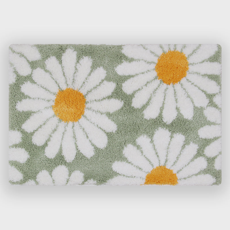 Rynx | Sweet Daisy Bath Mat, Yellow Flower Design Bathroom Rug, 16"x24"