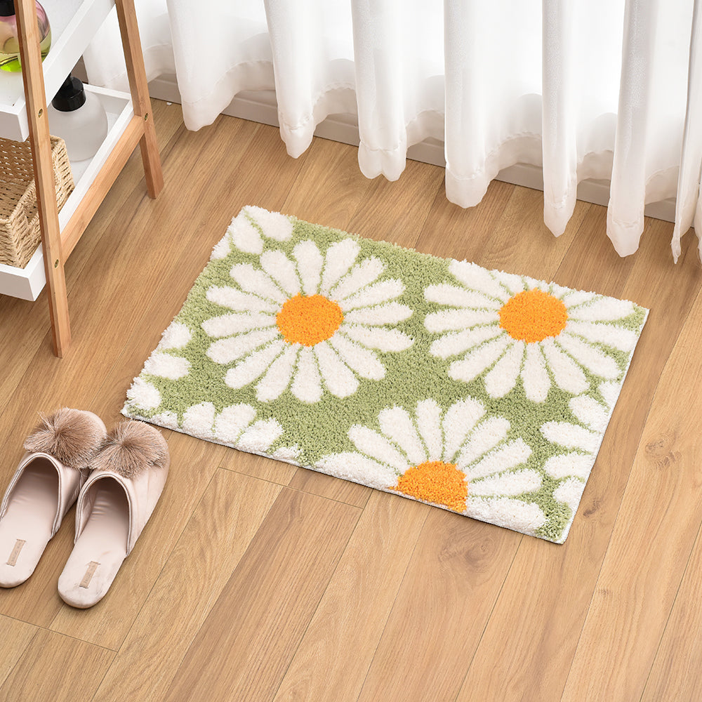 Rynx | Cute Daisy Bath Mat, Floral Bathroom Rug, Multiple Sizes