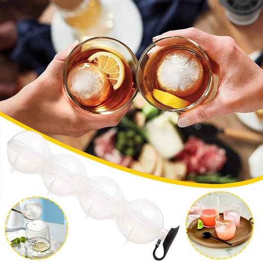 Rynx | Round Cylindrical Ice Ball Maker - 4 Perfect Refreshing Ice Sphere Cubes