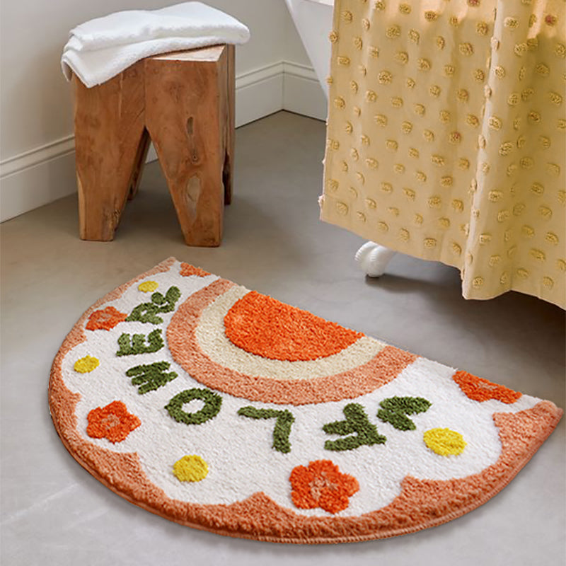 Rynx | Pink and white flowers semicircle bathroom mat
