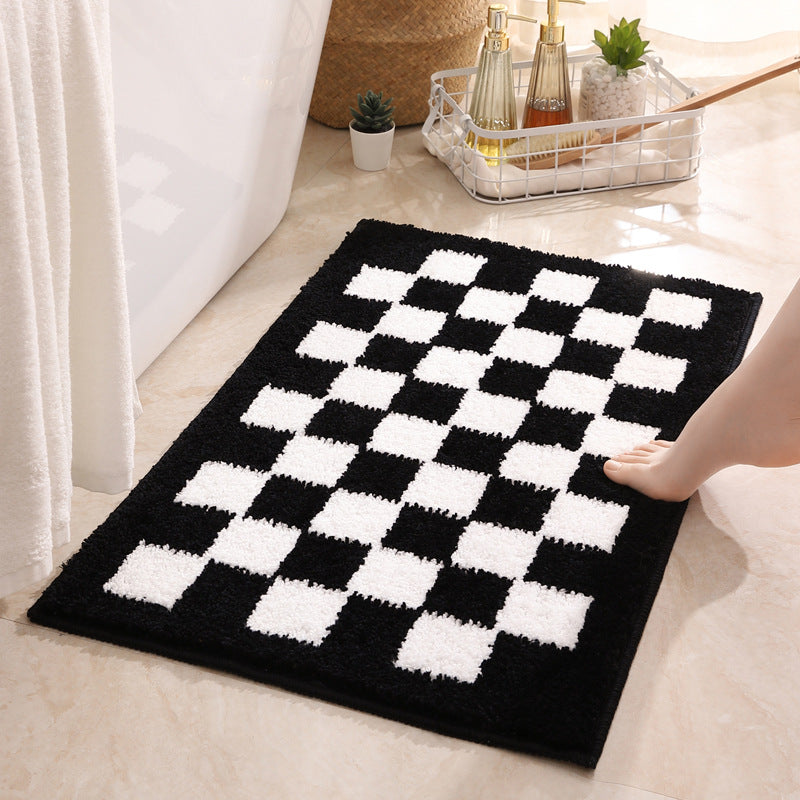 Rynx | Black and White Checkerboard Ultra-Soft Bathroom Rug, Bathroom Rug in Multiple Sizes, Simple Soft Plush Water-Absorbing Mat, Machine Washable, Non-Slip Toilet Mat, Black and White Thick Bathroom Rug, Art Bathroom Mats, Best Bath Rugs