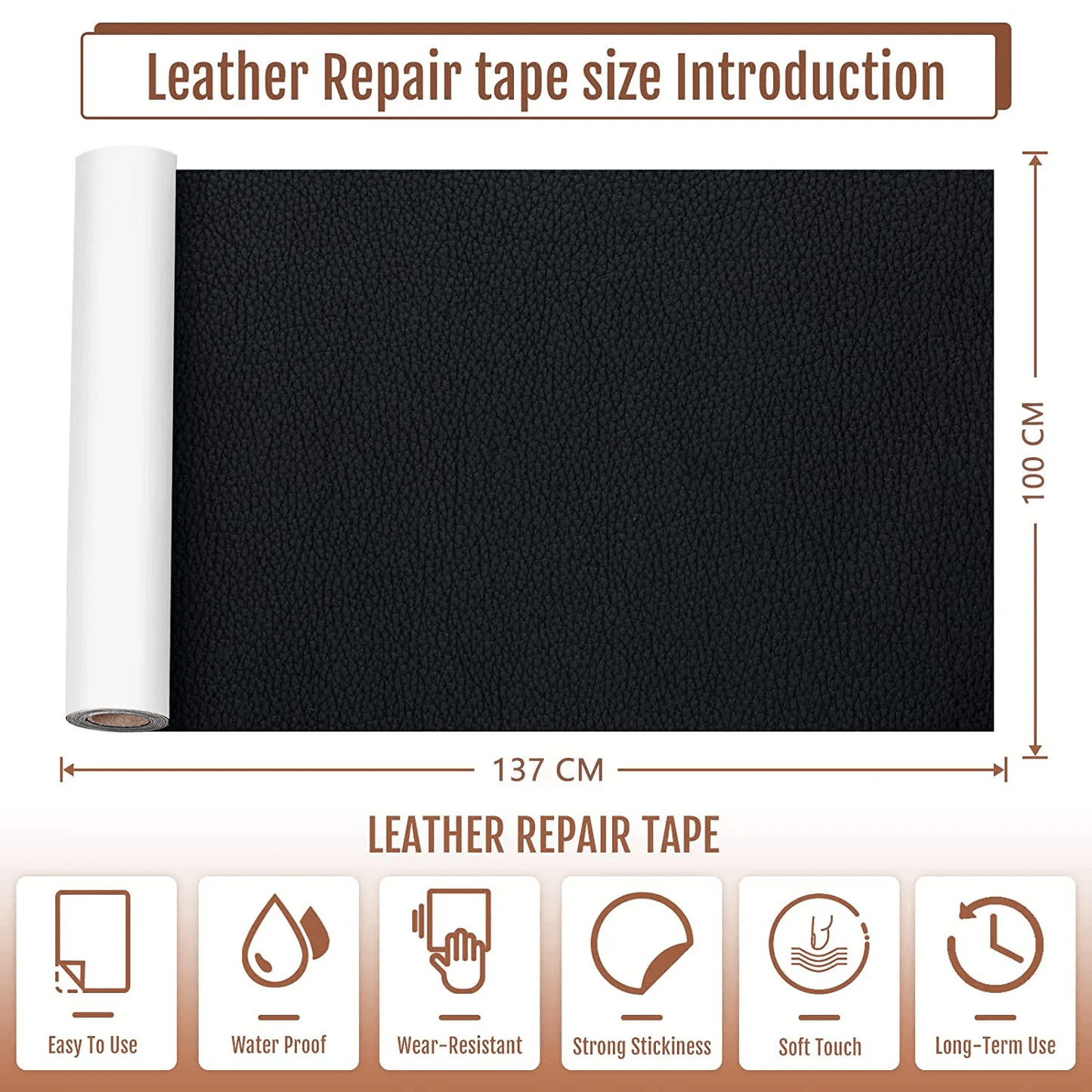 Rynx | Jumbo XL Luxe Litchi Leather Repair Stickers - Stylish Solutions for Elegant Furniture Repairs