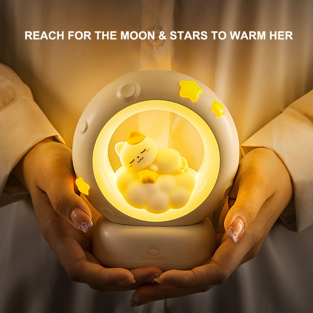 Rynx | SleepyCat - Cute Cat Night Light with USB Rechargeable Battery and Dimmable Light