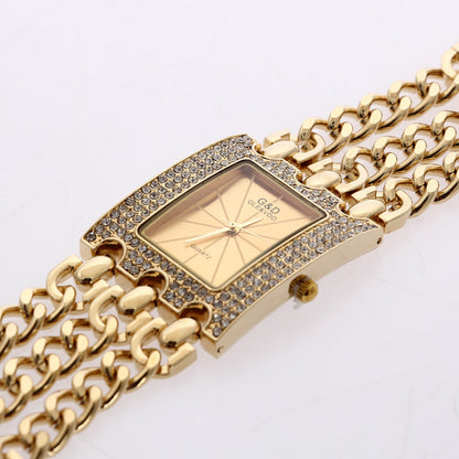 Rynx | Women's quartz watch with diamonds three links gold and rhinestone