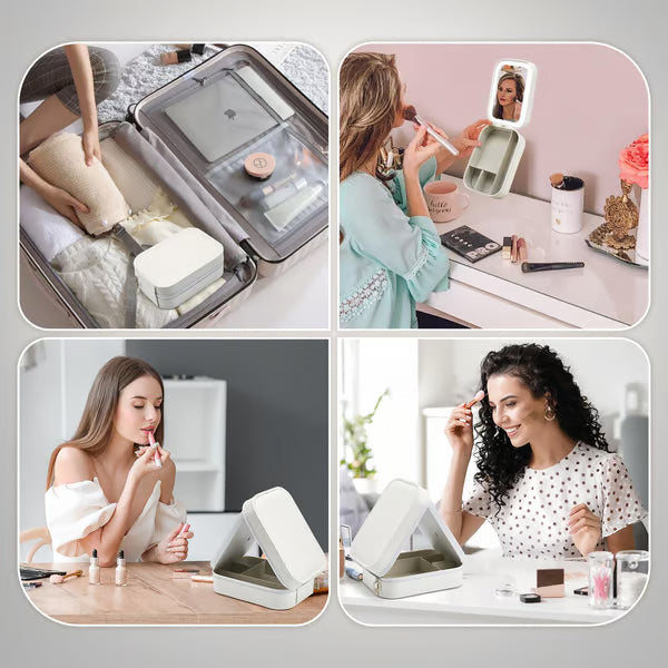 Rynx | Portable Makeup Organizer — Compact LED Mirror with Adjustable Lighting