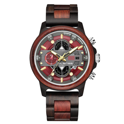 Rynx | Men's Wooden Watch Quartz Multifunctional Luminous