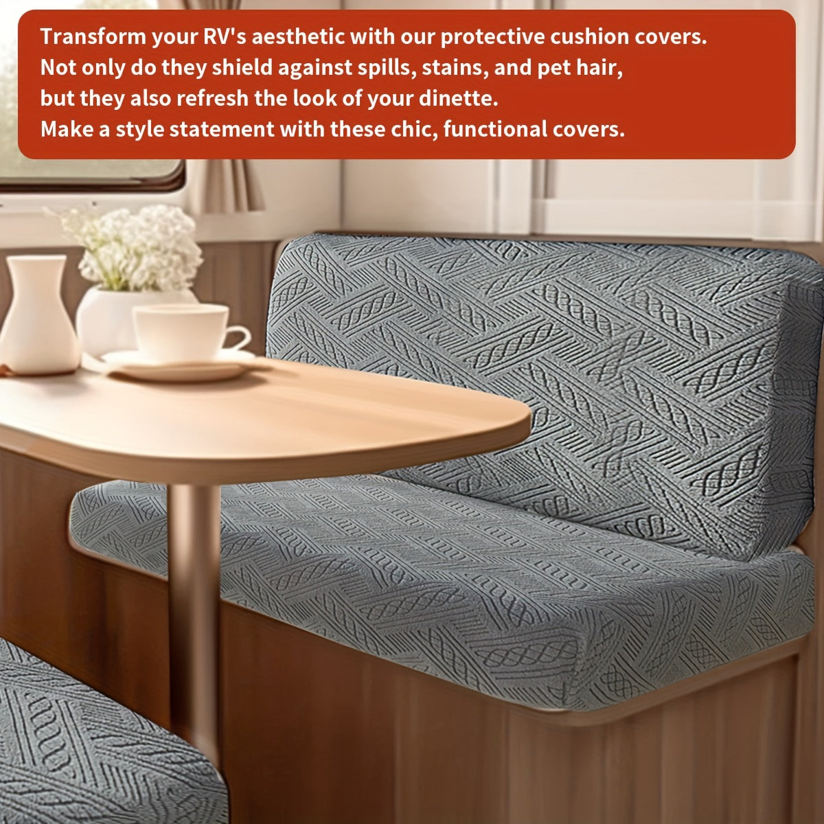Rynx | 4PCS Bohemian Style RV Sofa Cushion Cover Set - Elastic Fabric Slipcovers, Comfortable and Easy to Install | Machine Washable, Dust & Pet Bite Proof, Waterproof, Stain Resistant | Sofa Protection for Two-Seat Sofas, RV and Camping Vehicle