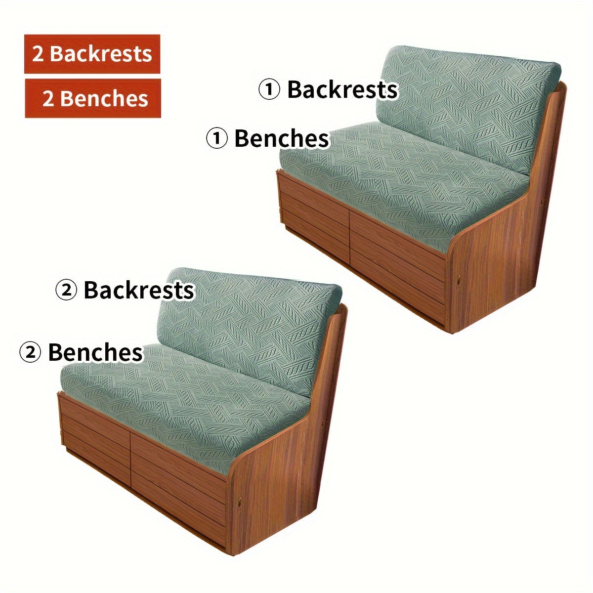 Rynx | 4PCS Bohemian Style RV Sofa Cushion Cover Set - Elastic Fabric Slipcovers, Comfortable and Easy to Install | Machine Washable, Dust & Pet Bite Proof, Waterproof, Stain Resistant | Sofa Protection for Two-Seat Sofas, RV and Camping Vehicle