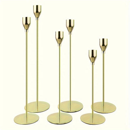 Rynx | 6-piece Set Black/Gold Candelabra - For Restaurant, Wedding, Dinner & Party Decoration