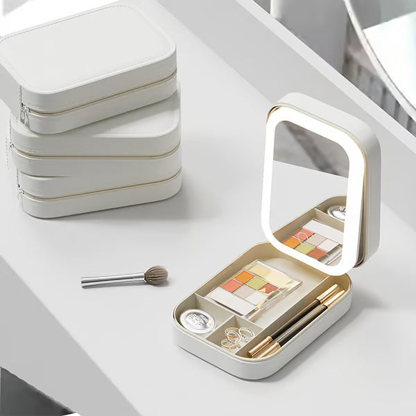 Rynx | Portable Makeup Organizer — Compact LED Mirror with Adjustable Lighting