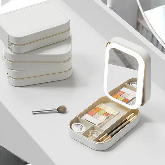 Rynx | Portable Makeup Organizer — Compact LED Mirror with Adjustable Lighting