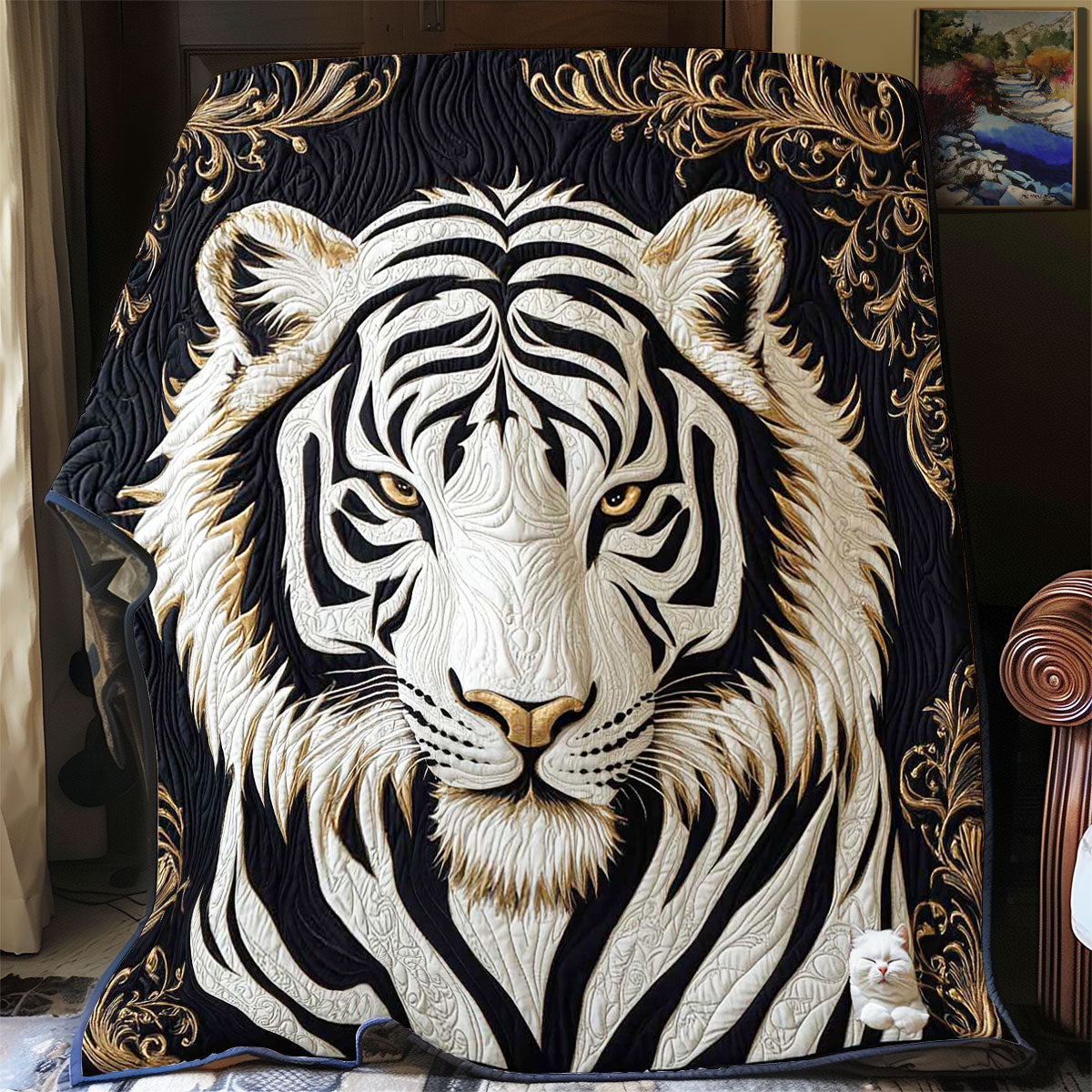 Rynx | King White Tiger Quilt