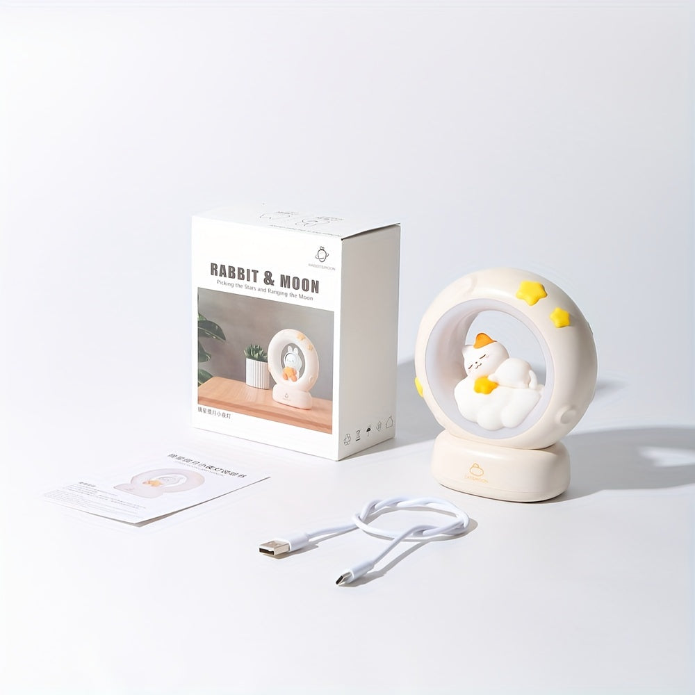 Rynx | SleepyCat - Cute Cat Night Light with USB Rechargeable Battery and Dimmable Light
