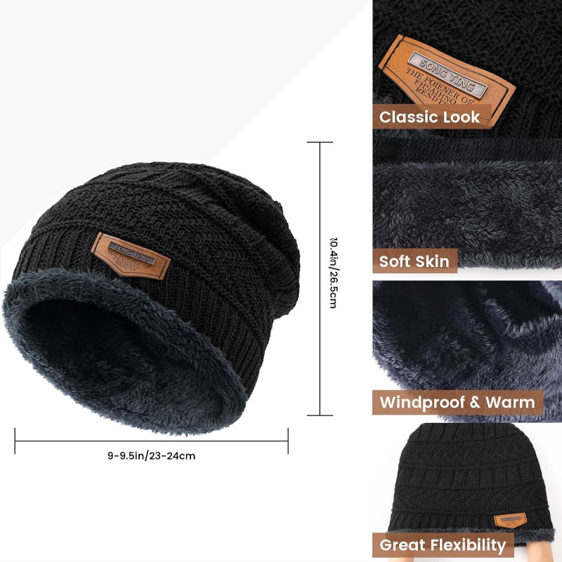 Rynx | Winter hat Beanie scarf gloves set with fleece lining for men and women