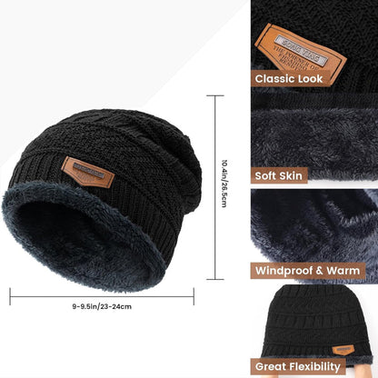 Rynx | Winter hat Beanie scarf gloves set with fleece lining for men and women