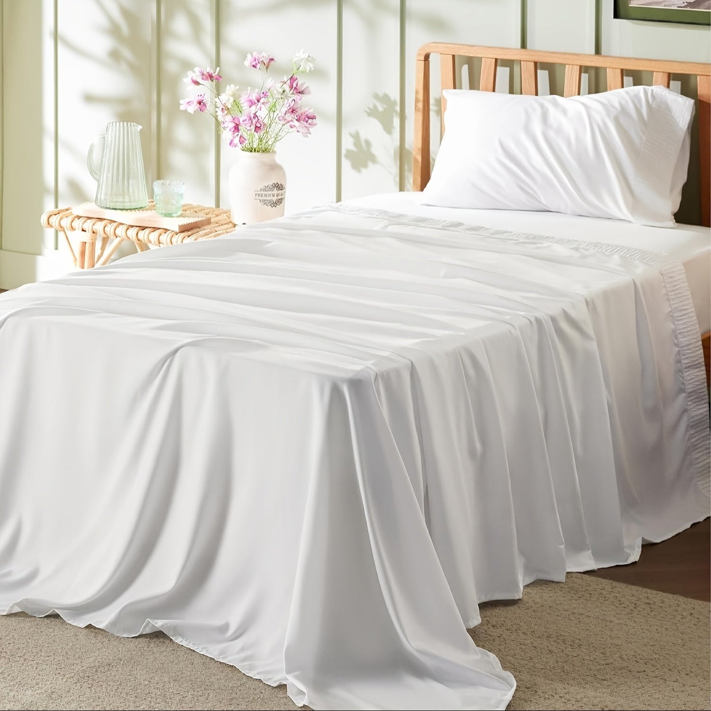 Rynx | 4 Piece Luxurious Microfiber Sheet Set – 14" Deep Pocket, Pinch Pleat Design, Shrink and Fade Resistant, Soft and Comfortable Bedding with Pillowcase, Flat and Fitted Sheets, All-Season Dorm Bedding