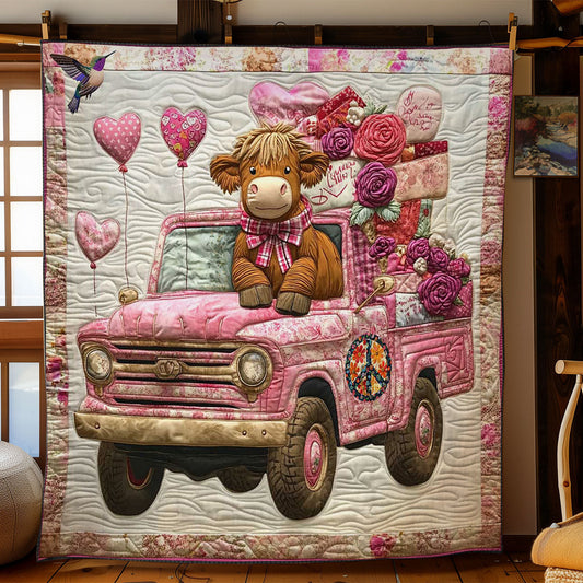 Rynx | Pink Truck Highland Cow Quilt
