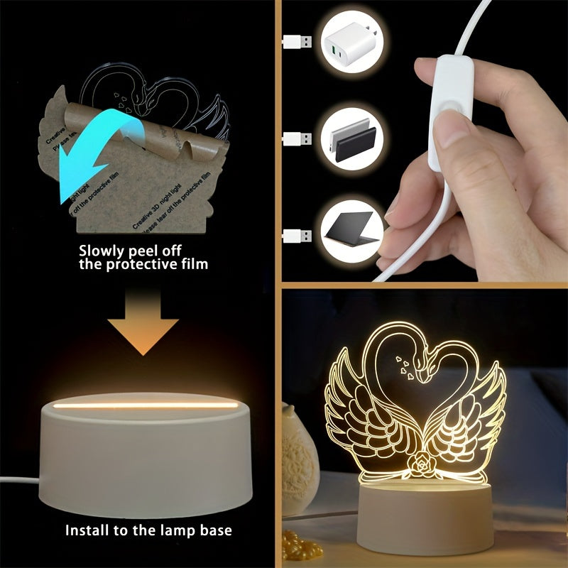 Rynx | Swan Light - USB Powered 3D LED Table Lamp with Acrylic Frame