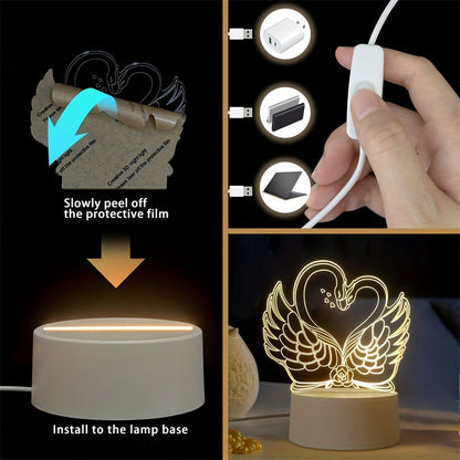 Rynx | Swan Light - USB Powered 3D LED Table Lamp with Acrylic Frame