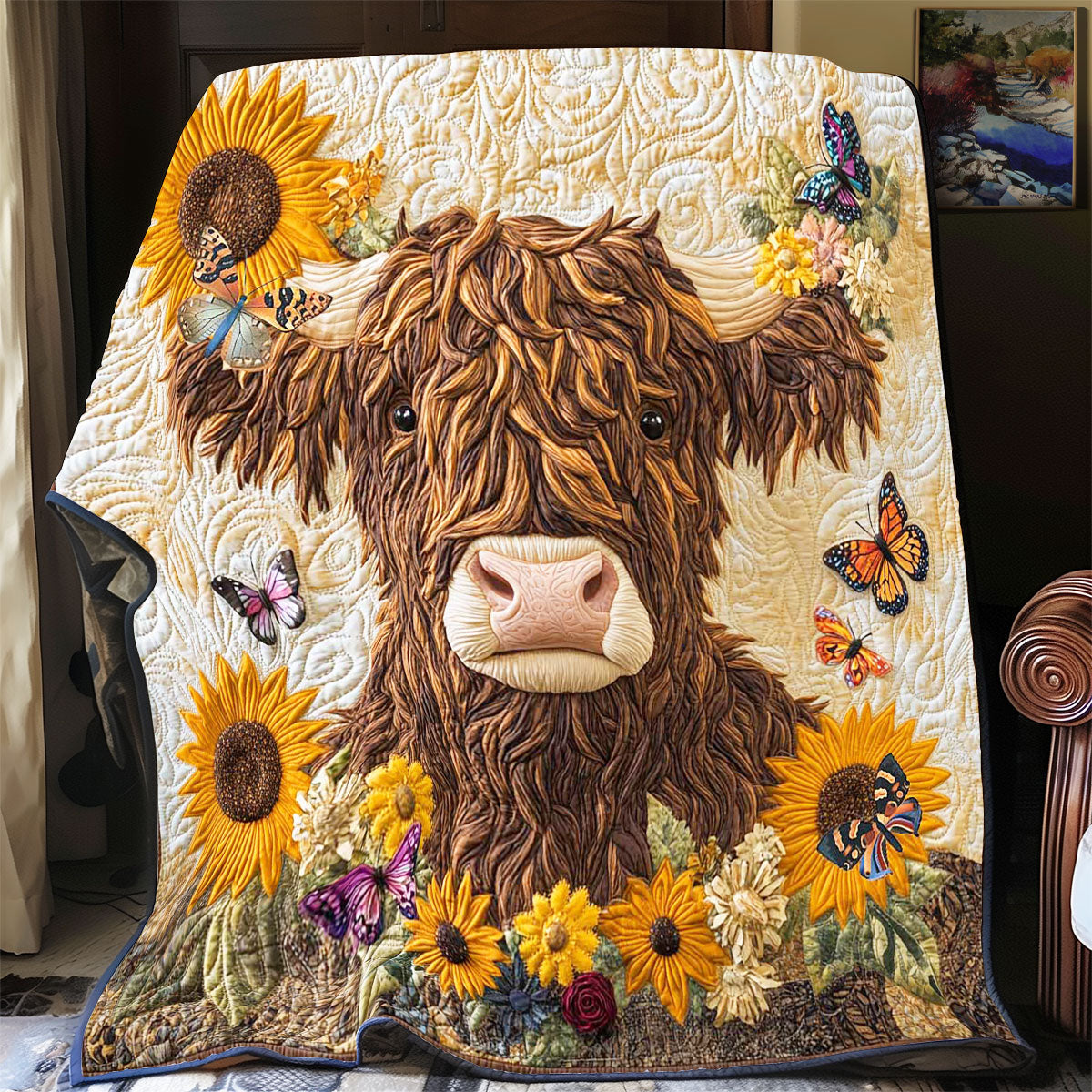 Rynx | Highland Cattle Sunflower Quilt