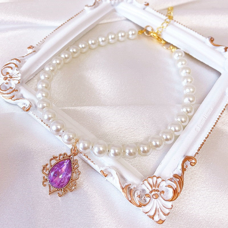 Rynx | Adjustable Pearl Pet Collar with Rhinestone Charm for Cats and Dogs
