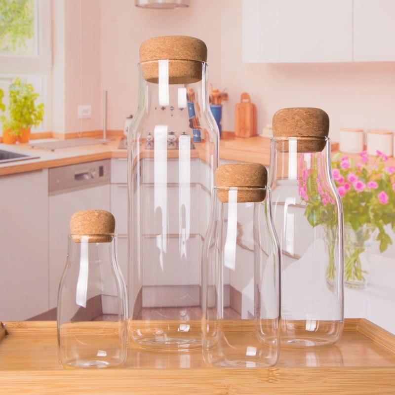 Rynx | Elegant handmade glass drinking bottle with natural cork stopper - Ideal for hot and cold drinks