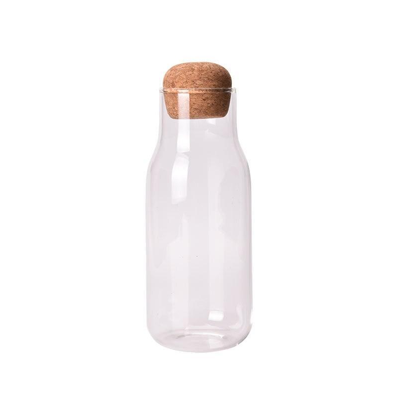 Rynx | Elegant handmade glass drinking bottle with natural cork stopper - Ideal for hot and cold drinks