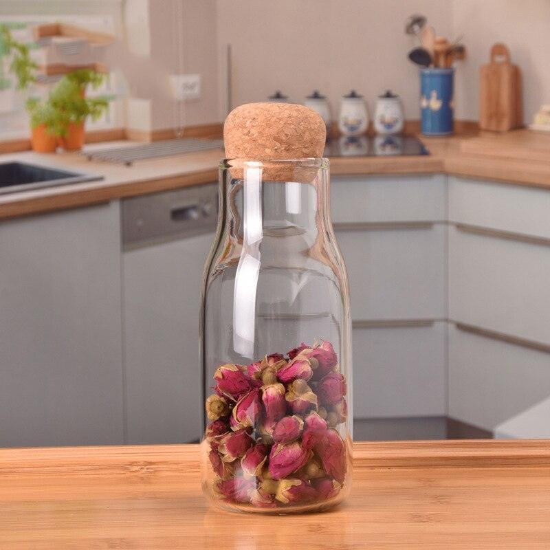 Rynx | Elegant handmade glass drinking bottle with natural cork stopper - Ideal for hot and cold drinks