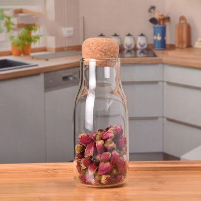 Rynx | Elegant handmade glass drinking bottle with natural cork stopper - Ideal for hot and cold drinks