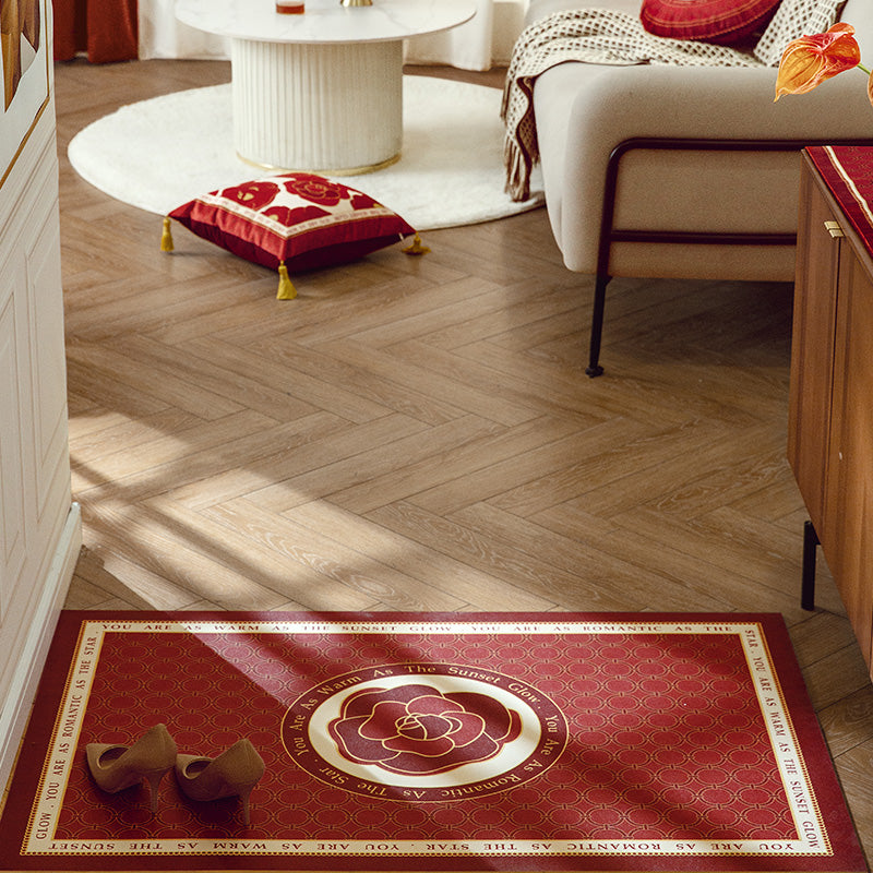 Rynx | Red Flowers Leather Entrance Mat