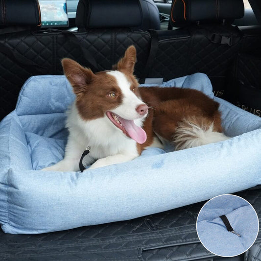 Rynx | Large Travel Safety Dog Car Back Seat Bed with Seat Belt