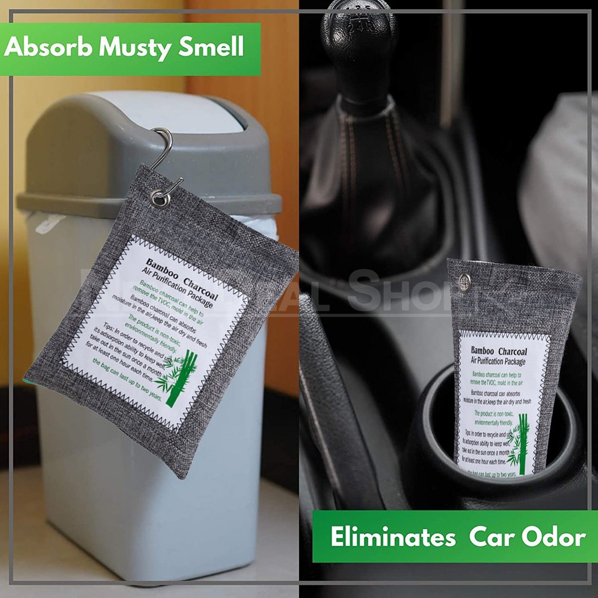 Rynx | 2 Pack Bamboo Charcoal Air Purifying Bag - Odor Remover for Home, Car, and Closet