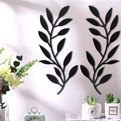 Rynx | 2 Pcs - Olive Leaf Branch Metal Wall Decor