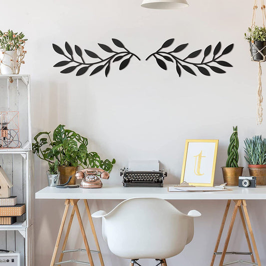 Rynx | 2 Pcs - Olive Leaf Branch Metal Wall Decor