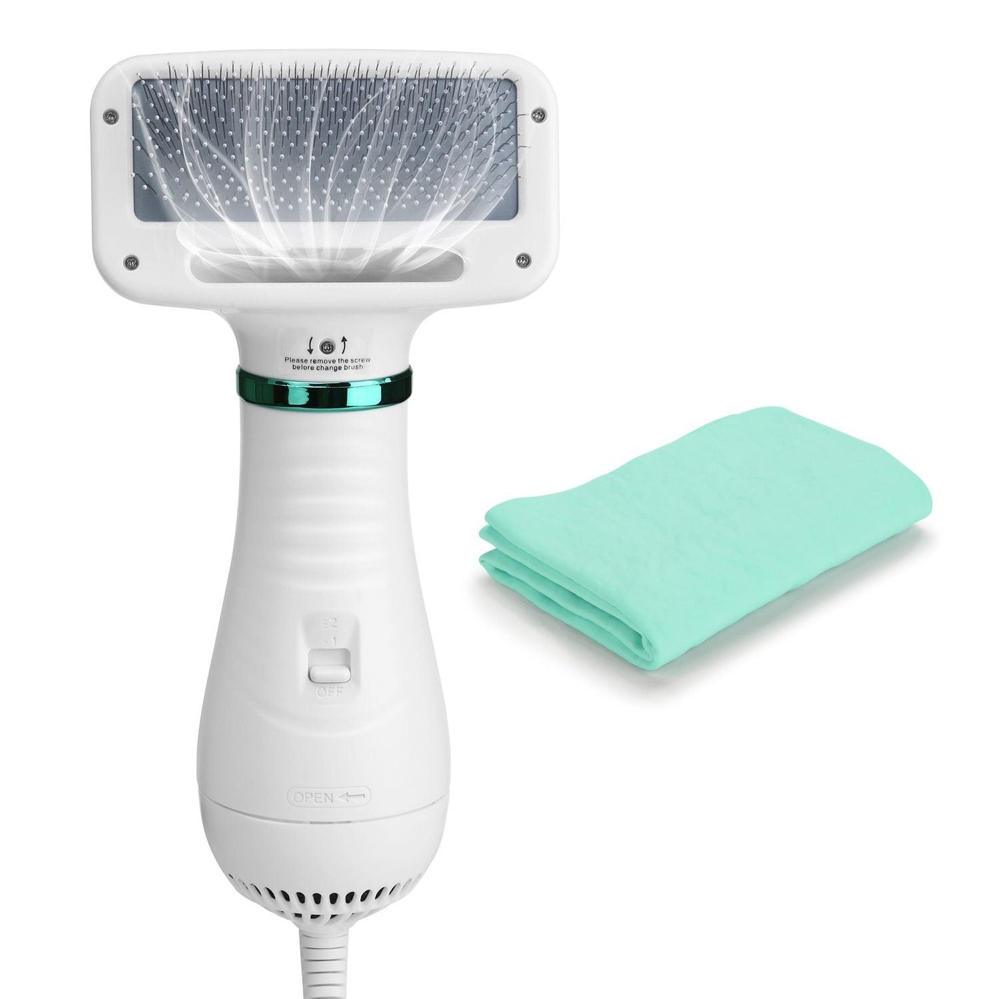 Rynx | 2-in-1 Pet Hair Dryer Blower Slicker Brush Portable Dog Cat Grooming Low Noise