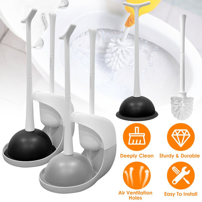 Rynx | 2-in-1 Toilet Plunger and Brush Combination Set with Ventilated Holder