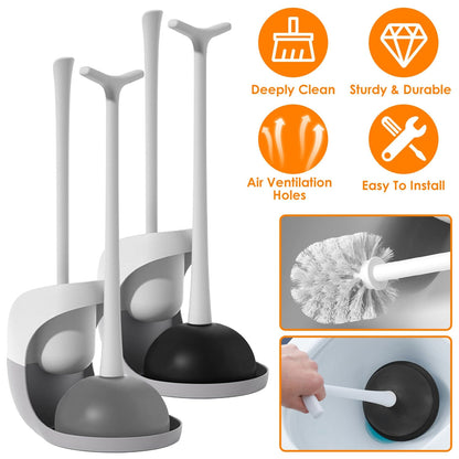 Rynx | 2-in-1 Toilet Plunger and Brush Combination Set with Ventilated Holder
