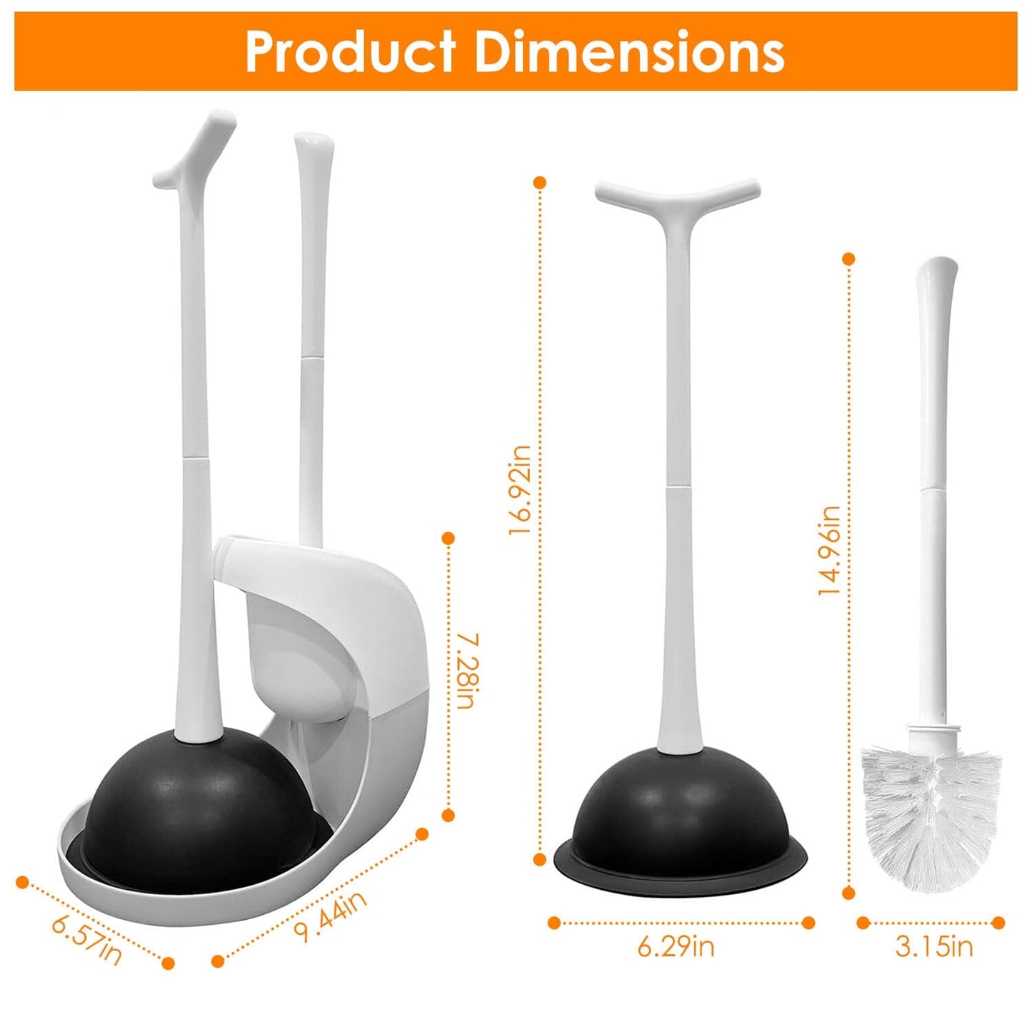 Rynx | 2-in-1 Toilet Plunger and Brush Combination Set with Ventilated Holder