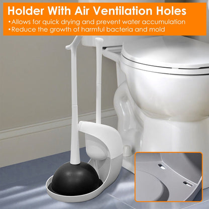 Rynx | 2-in-1 Toilet Plunger and Brush Combination Set with Ventilated Holder
