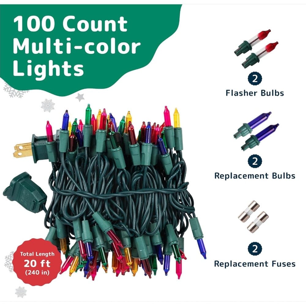Rynx | 2-Pack: 20FT 100 Count Bulb Waterproof Mini Lights Plug In