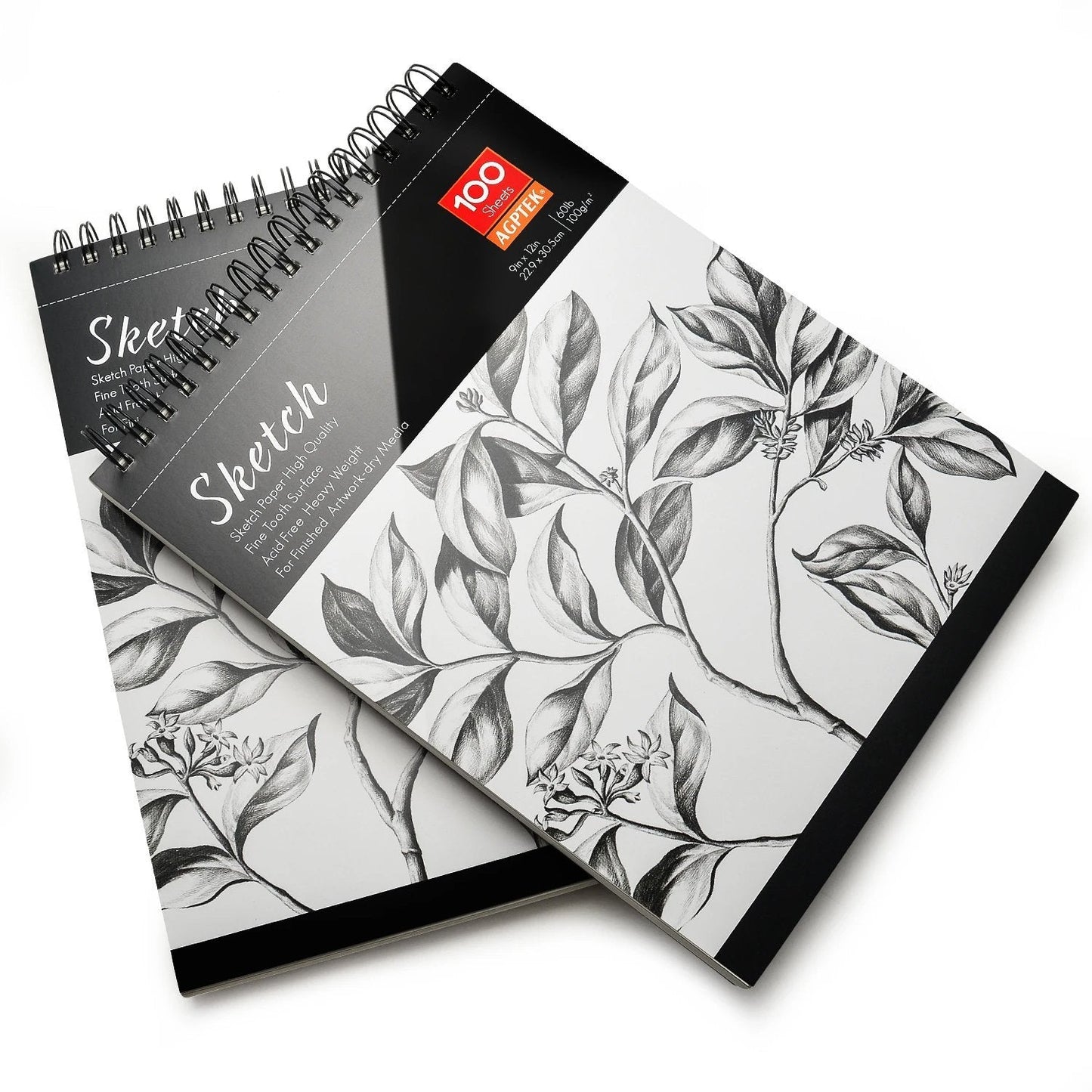 Rynx | 2-Pack: 9X12" 100 Sheets Spiral Sketch Pad