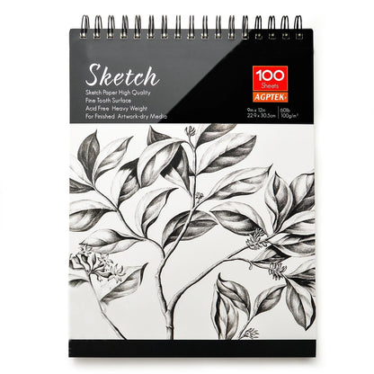 Rynx | 2-Pack: 9X12" 100 Sheets Spiral Sketch Pad