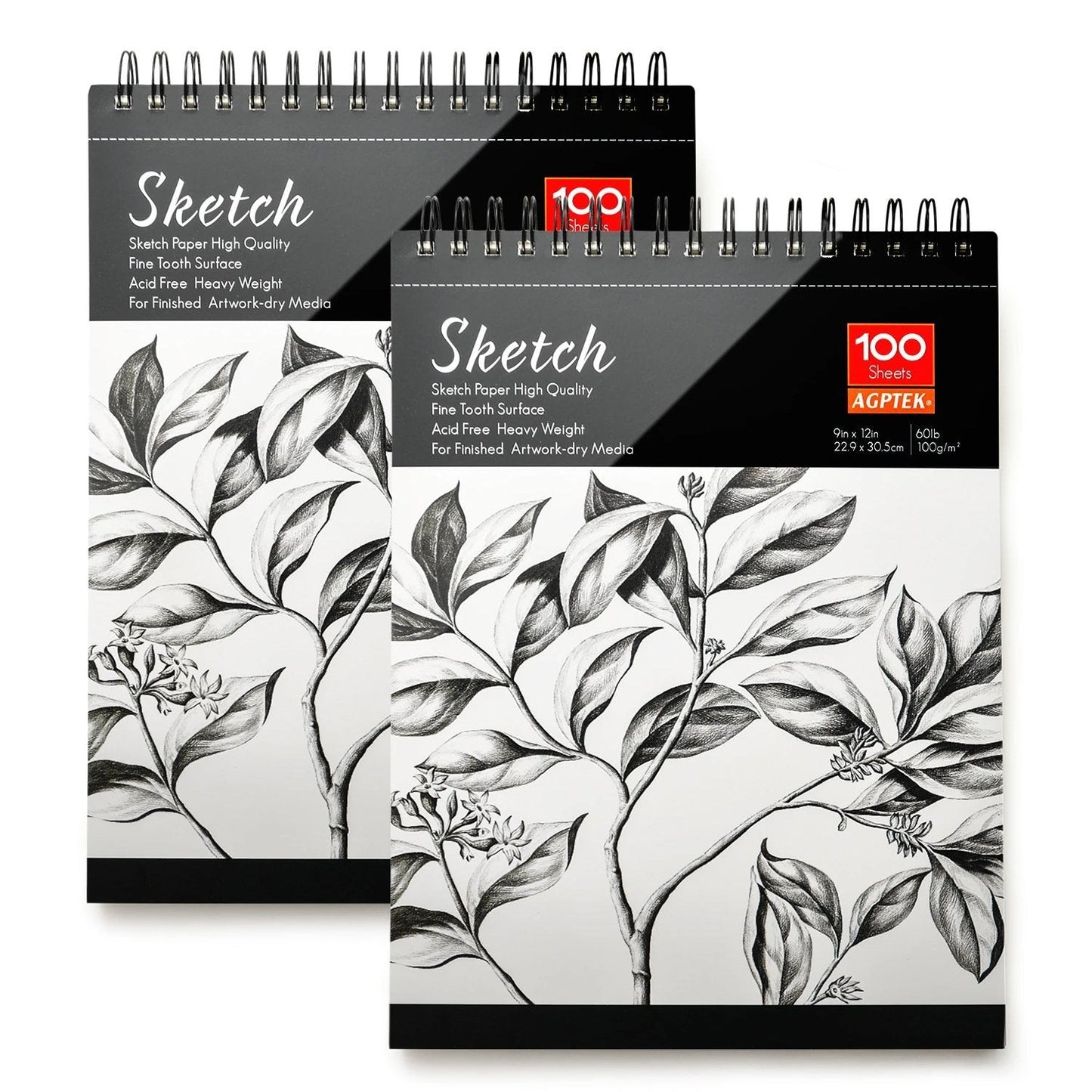 Rynx | 2-Pack: 9X12" 100 Sheets Spiral Sketch Pad
