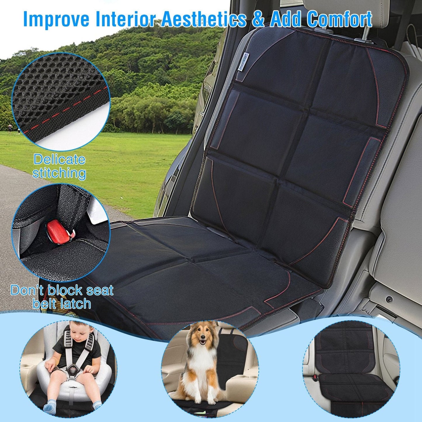Rynx | 2-Pack: Car Seat Protector Pad Mat with Thick Padding