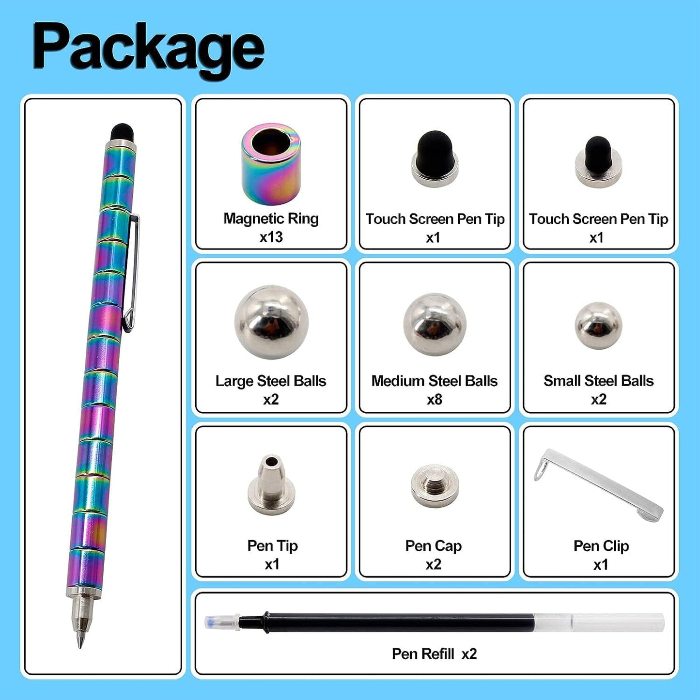 Rynx | 2-Pack: Decompression Magnet Metal Pen